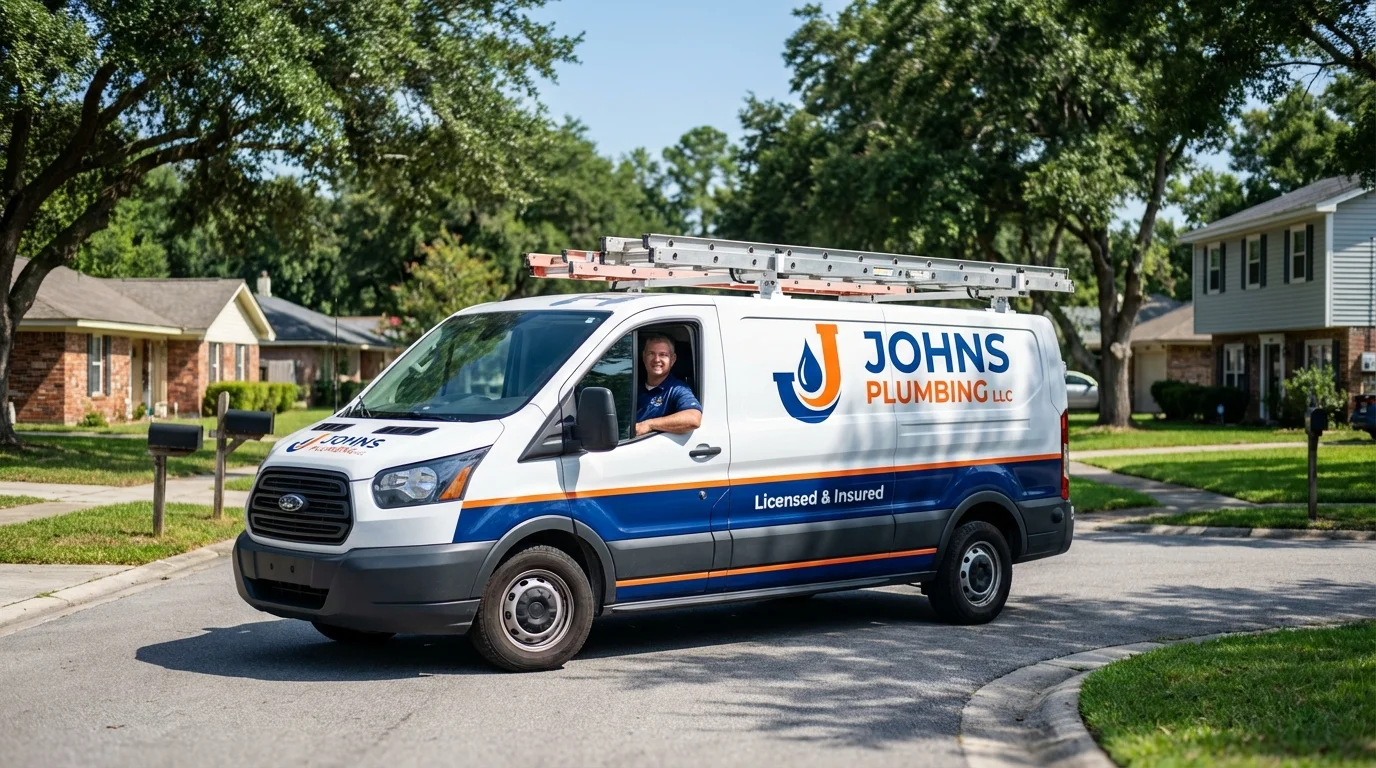 Johns Plumbing LLC service van in Modesto, CA