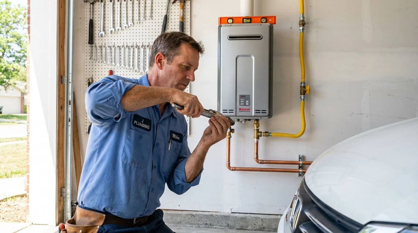 Tankless water heater installation by a Johns Plumbing LLC plumber in Modesto